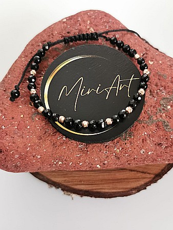 Aur 14k - Brățara Esență de Onix 10 Sfere Aur 3mm