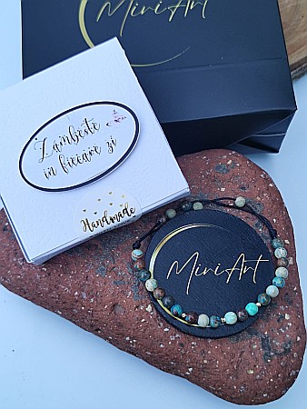 Brățara Ritm Pământiu 3 Sfere Aur 2mm [2]