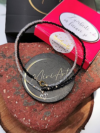 Aur 14k - Colier Zi - Noapte – Diamant – Cerculeț