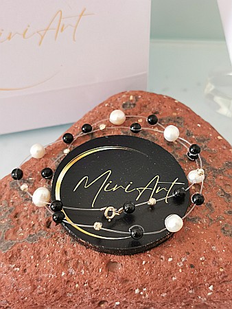 Aur 14k - Colier Iluzie - 7 sfere 2,5mm