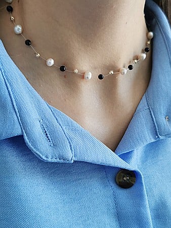 Aur 14k - Colier Iluzie 10 Sfere Aur 3mm