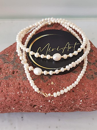 Aur 14k - Set Bijuterii Perla Mării - Perle de Cultură