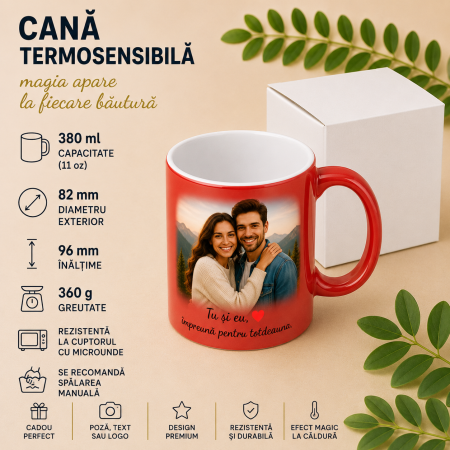 Cana personalizata - Cană Termosensibilă Personalizată 380 ml – Ceramică Premium cu Efect de Schimbare la Temperatură