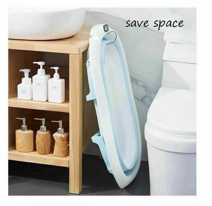 Cadă pliabilă pentru bebeluși set 5 piese, cu sistem de drenaj, monitor de temperatura, 95x47x22cm, gri [5]