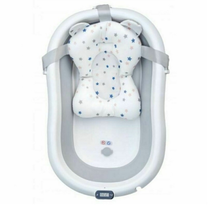 Cadă pliabilă pentru bebeluși set 5 piese, cu sistem de drenaj, monitor de temperatura, 95x47x22cm, gri [4]