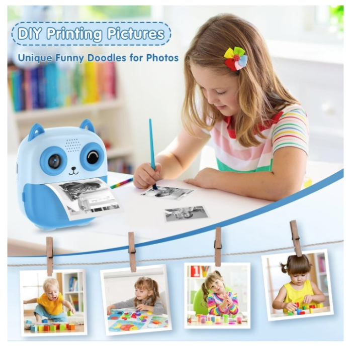 Aparat Foto cu Imprimare 2 in 1, 1080P cu Ecran 2.4 inch, Printare Instant, Dual Lens, Cablu USB-C. Reincarcabil [6]