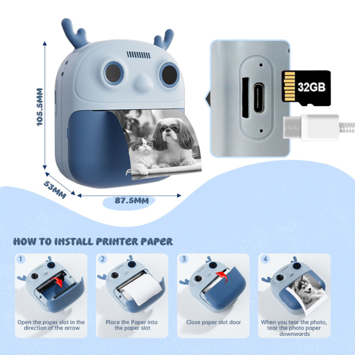 Cameră Foto Digitală pentru Copii cu Imprimantă Termică Instant [5]