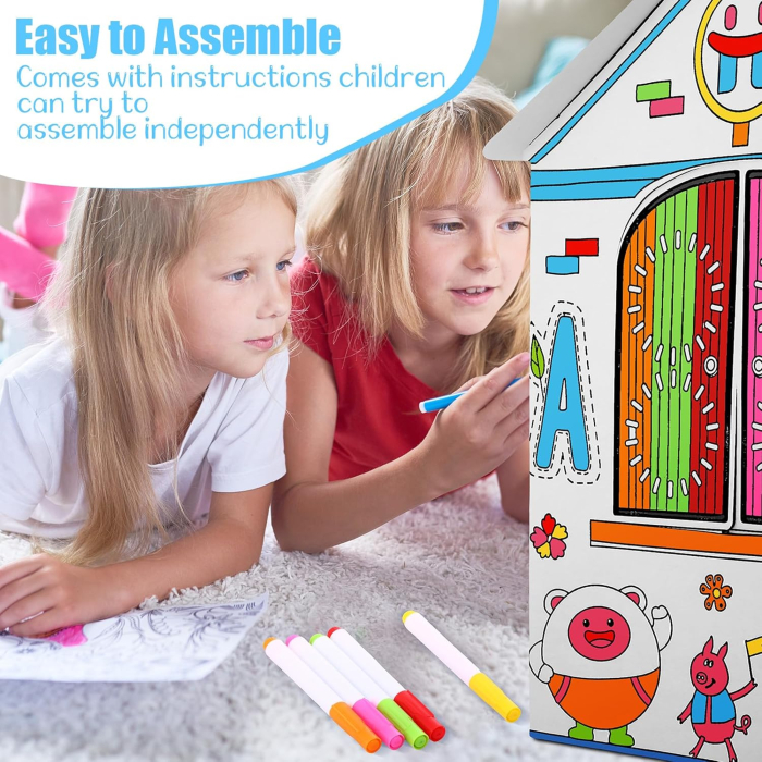 Căsuță din carton pentru copii de colorat, asamblat și pictat [5]