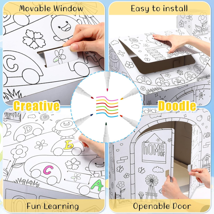 Căsuță din carton pentru copii de colorat, asamblat și pictat [3]