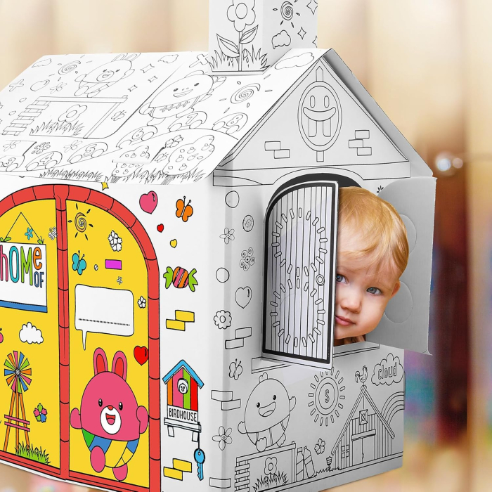 Căsuță din carton pentru copii de colorat, asamblat și pictat [2]