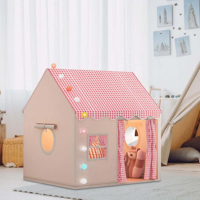 Cort de joacă pentru copii, interior/exterior, roz, spațios, montare rapidă [4]