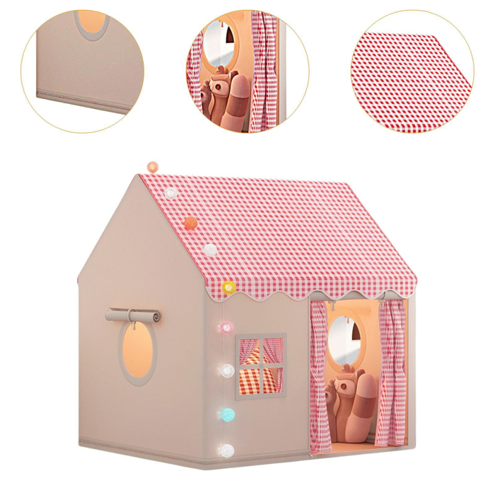 Cort de joacă pentru copii, interior/exterior, roz, spațios, montare rapidă [5]
