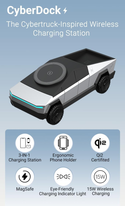 Dock de încărcare wireless 3 în 1, stil Cybertruck [2]