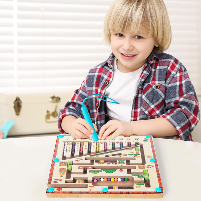 Joc Educațional din Lemn – Labirint cu Mărgele și Sortare Numere [3]
