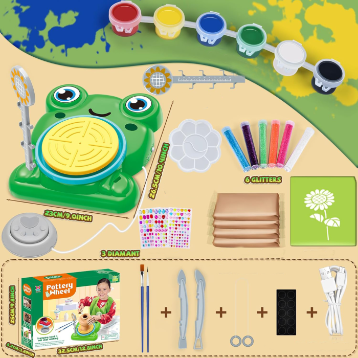 Kit Olărit pentru Copii – Roată de Olar Electrică Miniaturală cu Accesorii [4]