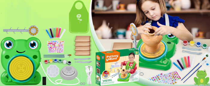 Kit Olărit pentru Copii – Roată de Olar Electrică Miniaturală cu Accesorii [5]
