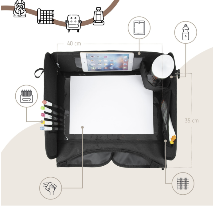 Tavă pentru Copii în Mașină cu Suport Tabletă și Organizator Jucării – Ideal pentru Călătorii [3]