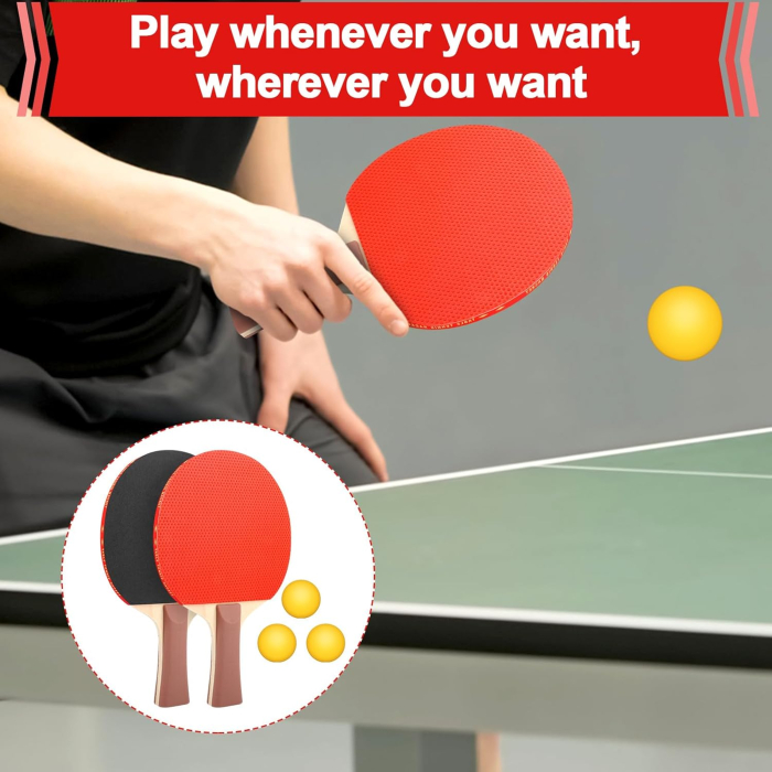 Set de ping pong cu 2 palete, fileu retractabil și mingi [4]