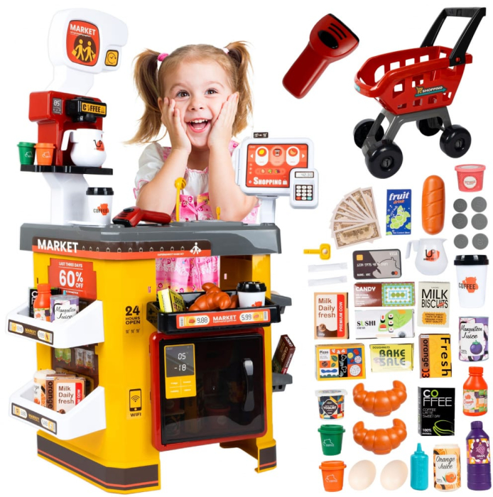 Supermarket de jucărie, 65 de piese, Galben [5]