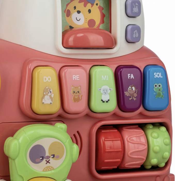 Antemergator 5 in 1 pentru copii, centru activitati educativ, lumini si sunete, trenulet interactiv, 12-36 luni, Roz [6]