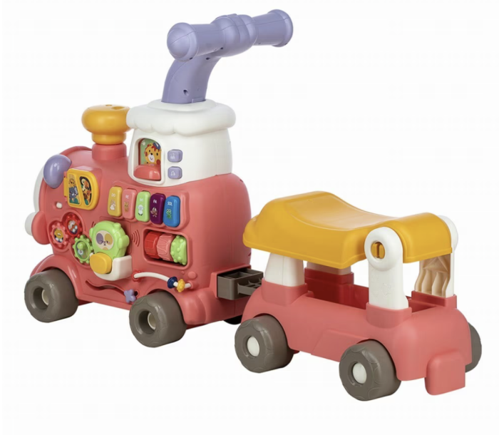 Antemergator 5 in 1 pentru copii, centru activitati educativ, lumini si sunete, trenulet interactiv, 12-36 luni, Roz [4]