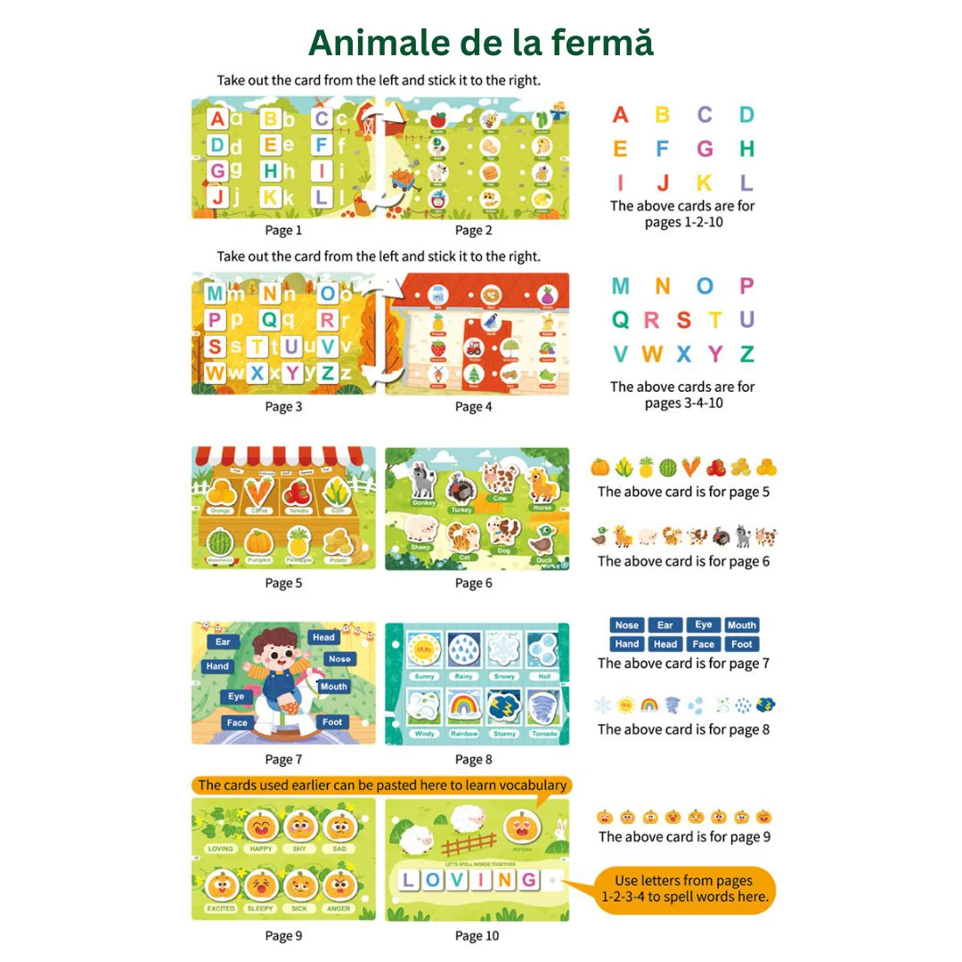 Jucarii - Carte educativă cu stickere Busy Book