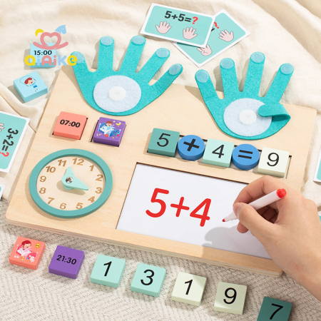 Jocuri si jucarii educative - Ceas educativ din lemn Montessori pentru copii