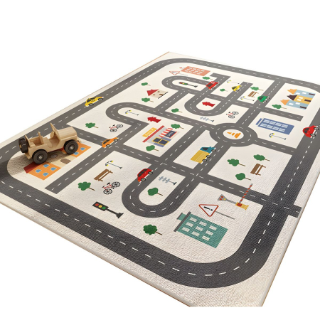 Loc de joaca - Covor Mare Copii 140x200 cm – Antiderapant, Din Poliester, Lavabil