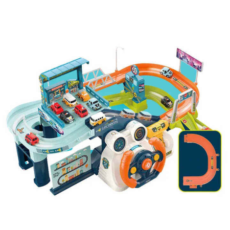 Masinute - Set Joc "Oraș și Parcare" cu Mașinuțe și Volan de Simulare