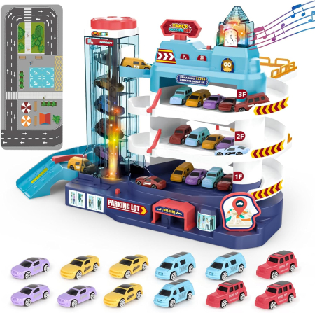 Jucării - Tobogan de parcare, set garaj cu multiple niveluri