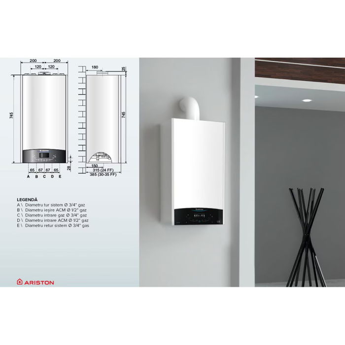 Centrala termica pe gaz in condensare ARISTON Genus One+, 24 kW, WiFi, Schimbator de caldura inox [8]