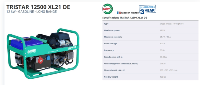 Generator de curent Worms Tristar 12500, 15kVA 400V [2]