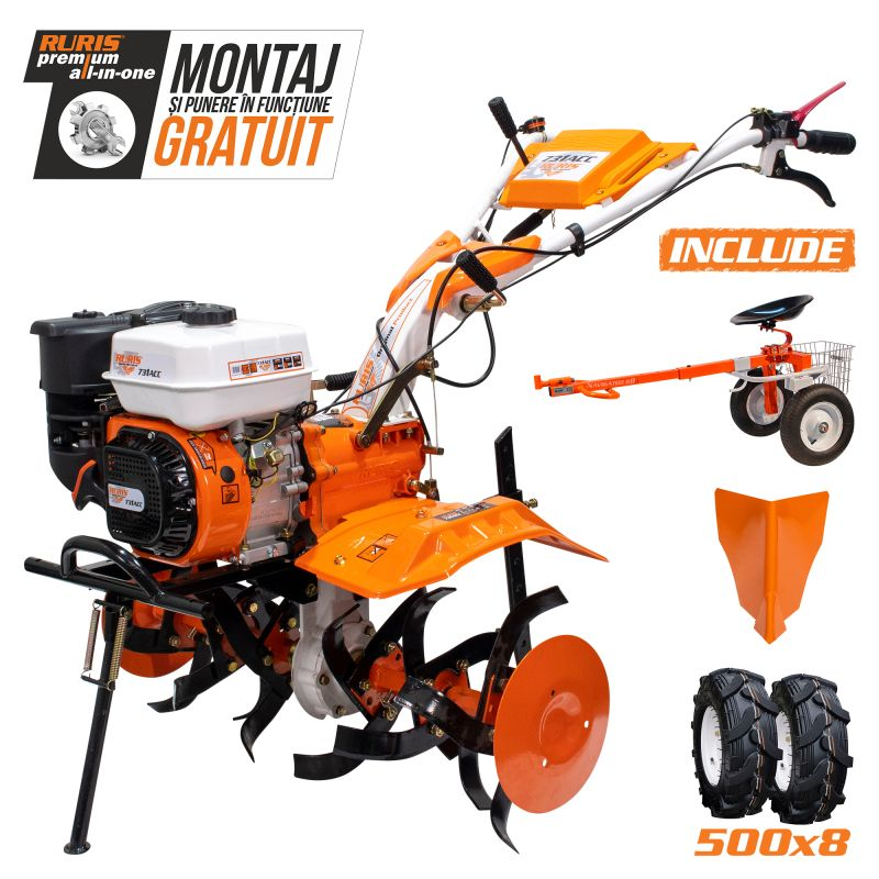 Motosapatoare RURIS 731ACC2 + roti cauciuc 5.00-8 + rarita + accesoriu tractat 8,5 CP [1]
