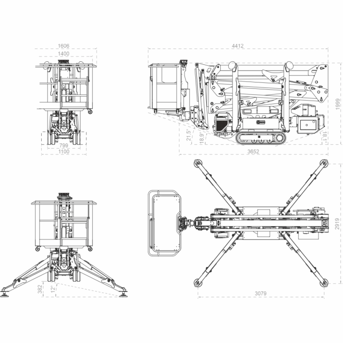 Nacela cu senile tip spider IMER ACCESS IM R15 DA Hlucru 15.1m/maxim 230kg, Honda GX390 11cp [8]