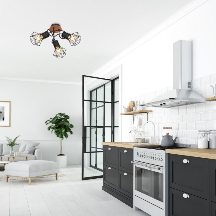 Plafonieră SKULL PL3, 3xE27, negru, maro [6]
