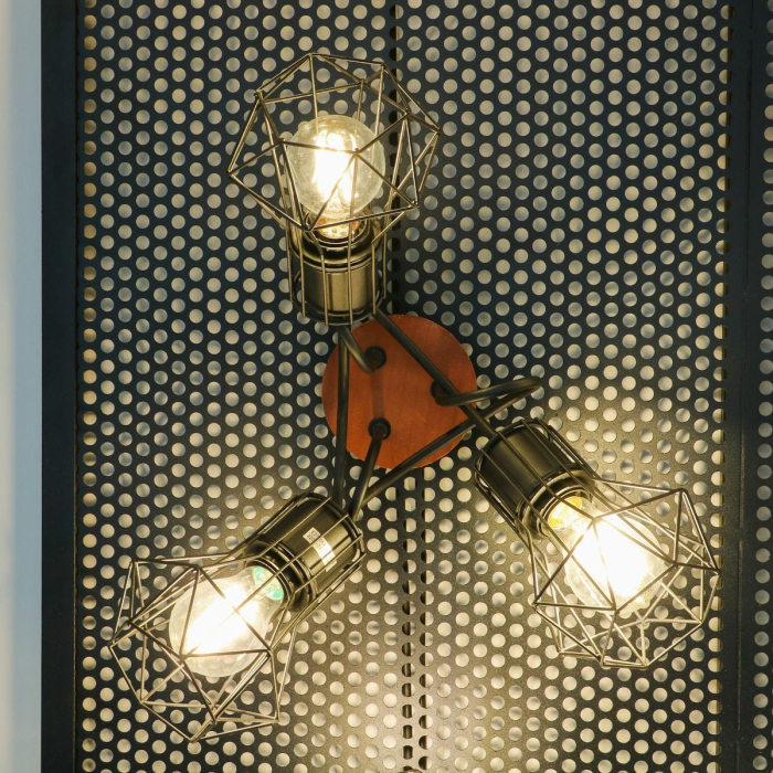 Plafonieră SKULL PL3, 3xE27, negru, maro [3]