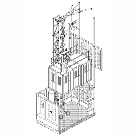 ASCENSOARE DE SANTIER - Ascensor pentru persoane si materiale DE JONG HP200S H maxim 150m sarcina maxima 2000kg 400V