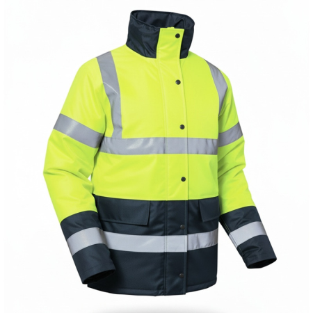 ECHIPAMENT DE PROTECTIE A MUNCII - Geaca de iarna reflectroizanta galben/bleumarin PARKA NEON HV S-4XL