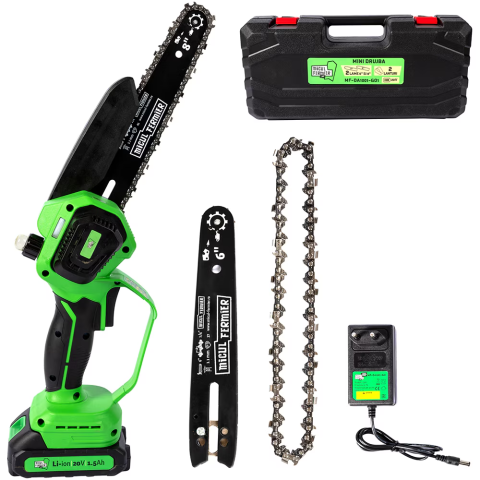 SCULE ȘI UTILAJE - Mini drujba MICUL FERMIER, 20 V, 2 lame, 2 lanturi