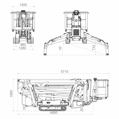 Nacela cu senile tip spider IMER ACCESS IM R23 DA H lucru 22.9m/maxim 230kg, Honda iGX 800 20cp [5]