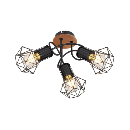 ELECTRONICE - Plafonieră SKULL PL3, 3xE27, negru, maro