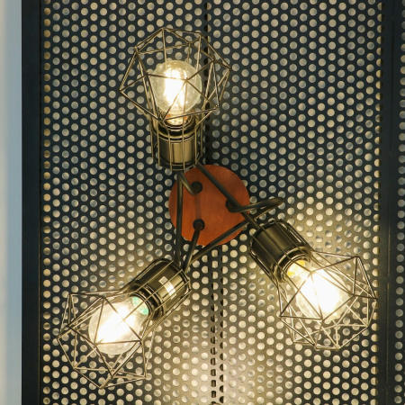 Plafonieră SKULL PL3, 3xE27, negru, maro [2]