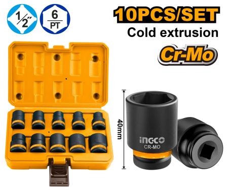 KITURI & TRUSE - Trusa de Tubulare Scurte pentru IMPACT 1/2" 10pcs