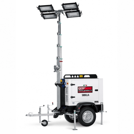 INCHIRIERI - Turn de lumina GENMAC Sibilla TM8K-M5 4x320W LED 166200 lumeni, trailer tractare omologat rutier