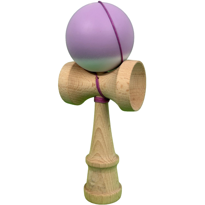 Kendama X Originala, Profesionala, OEM, din Lemn cu Bila Cauciucata, 18 x 6 x 7 cm, Gradient Mov/Alb [2]