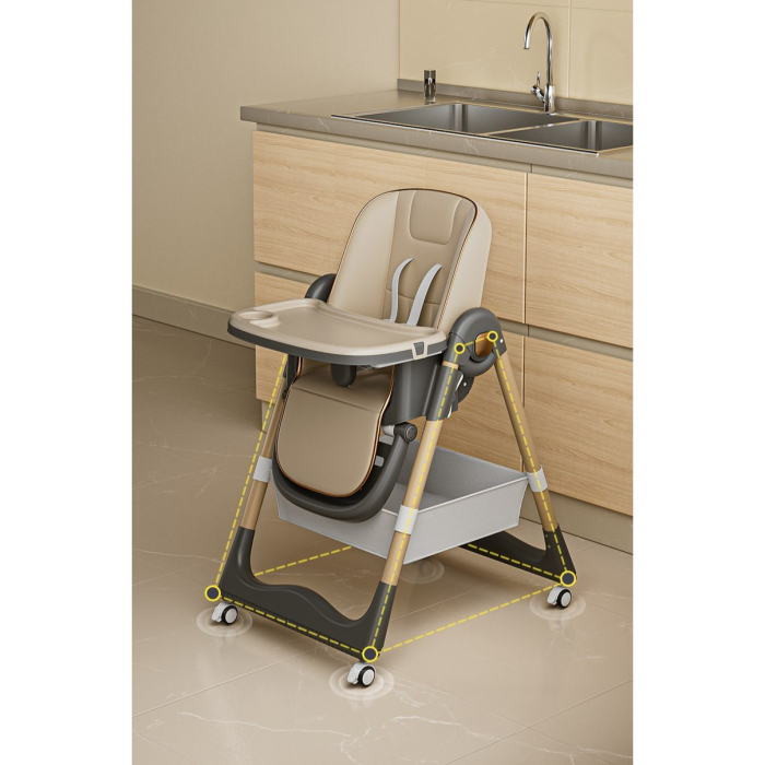 Scaun de Masa pentru Bebelusi si Copii, OEM, 2 Tavite si Husa Detasabile, Multifuncțional, Stabil, Centura de Siguranta, Inaltime Ajustabila, Spatar Reglabil Moale, Cos de Depozitare, 100x50x80cm, de  [6]