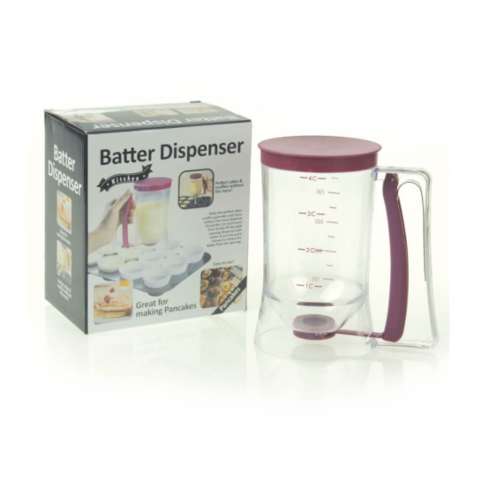 Dispenser de aluat pentru prajituri OEM, Batter Dispenser, din plastic, maner cu arc, 900 ml, usor de manipulat si utilizat, Mov [4]
