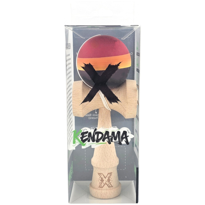 Kendama Originala X, Profesionala, OEM, Rubber Grip, din Lemn, 18 cm, Rosu/Galben/Negru [4]