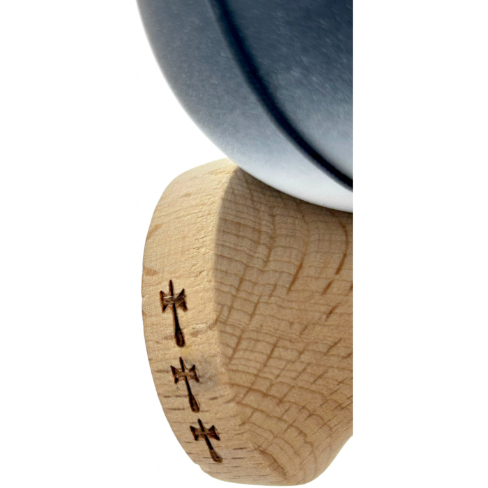 Kendama X Originala, Profesionala, OEM, Big Cups V2, Rubber Grip cu Cupe Mari, Rulment Metalic cu Ata 55 cm, Gradient Alb/Negru [6]