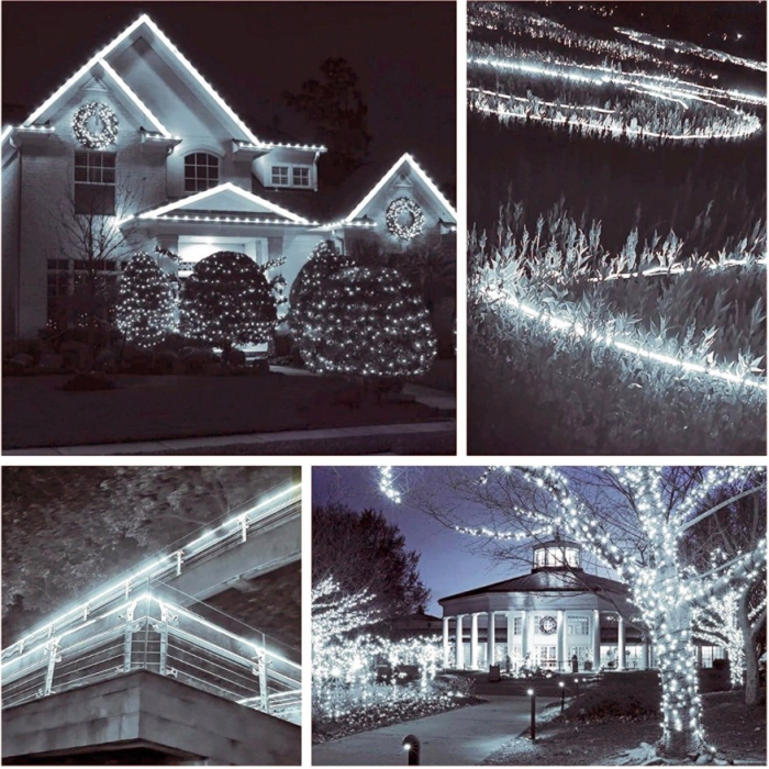 Instalatie Craciun, 4 m, 96 Led-uri, Furtun Luminos, Alb rece, Transformator, 8 jocuri de lumini, Sectionabila, 220 V, OEM [14]